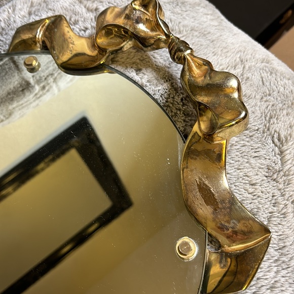 Vintage Godinger 1988 Large Bow Handle Oval Mirrored Tray - Picture 9 of 9